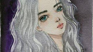 EASY watercolor painting for beginners    Cute Girl Face