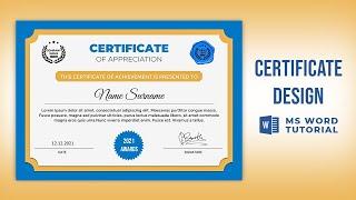 How to Make a Modern Certificate Design in MS Word  MS Word Tutorial