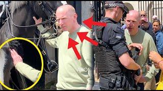 HE DID THIS Man DELIBERATELY PROVOKES The Horse and Guard Armed Officer INTERVENE