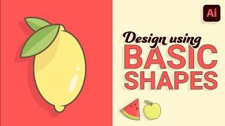 Create Simple Vector Fruit Using Basic Shapes  Illustrator For Beginners Tutorial