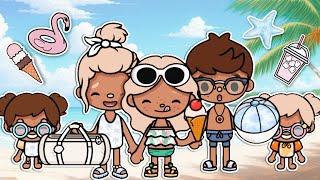 Summer Beach Day in SWEDEN    *with voice*  Toca Boca Family Roleplay