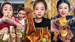 Chinese Food Mukbang Eating Show  Red beef bone marrow  Beef Bone Marrow Challenge #347