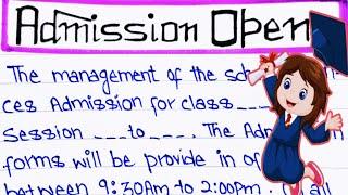 Notice for admission open in school Admission open  Notice writing in English Khushkhat by Ramsha