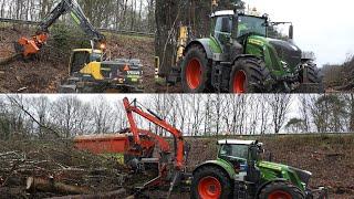 Takken snoeien snipperen stobben frezen  Van Werven  2x Fendt 939  Ufkes Greentech  Volvo EW 180E