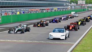 Tesla Roadster vs All F1 2019 Cars - Monza