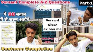 Concentrix Complete Questions & Answers For Versant Test   Sentence Completion Part -1 