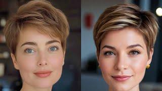 Grey Fine Pixie Haircut Style For Women over 40  curly pixie cut 2024  Best Short Haircut