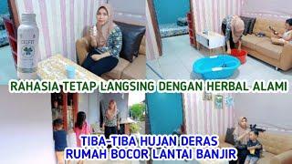 Hujan deras rumah bocor lantai banjir ‼️