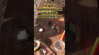 Starting fire. Magnifying glass. Natural tinder. #bushcraft #survival #fire #campfire #camping