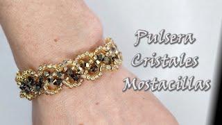 PULSERA CRISTALES DE ROMBOS Y MOSTACILLONES