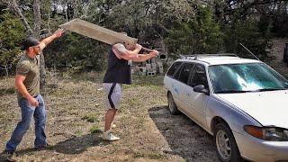 Giant Man with World’s Biggest Sword vs Car