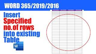 How to insert a SPECIFIED number of rows into an EXISTING WORD TABLE