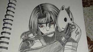 How to draw Itachi Uchiha sketch drawing 