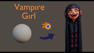 Blender stylized Vampire Girl sculpting timelapse.