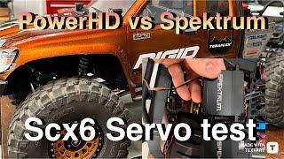Axial SCX6 budget servo test. Power HD 80kg vs Spektrum SPMSS6510