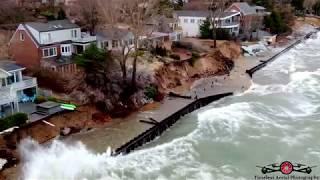 GONE Houses Washing Away As Sea Walls Fail Gale Force Winds Hit River Walk Dunes 4K Drone Footage