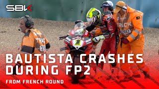 Bautista crashes at Turn 8 during dramatic FP2  2024 #FrenchWorldSBK 