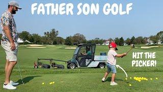 3 Year Old Rhys Goes to the Golf Driving Range  Educational Sports Videos for Kids