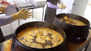가마솥 감자칩 Potato Chip Master Crispy Potato Chips Fried in Huge Iron Cauldrons - Korean street food