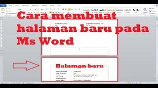 Cara Membuat Halaman Baru Pada  Dokumen Ms Word