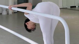 Ballet boy in white tights at daily class HD