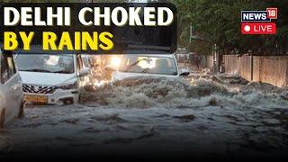 Delhi Rains LIVE News  Heavy Rain In Delhi-NCR  Roads Flooded Car Submerged Under Flyover  N18L