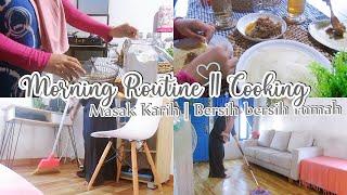 Daily vlog IRT  Bersih bersih rumah minimalis pagi hari  Morning routine  Masak menu rumahan