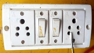 2 switch 2 socket electric board connection. #short