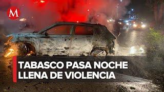 Reportan quema de vehículos asaltos y balaceras en Tabasco
