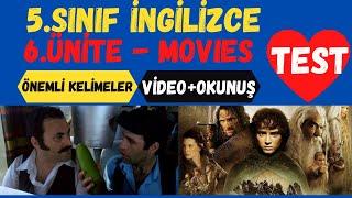 5.SINIF İNGİLİZCE 6.ÜNİTE KELİMELERİ - MOVIES  Önemli Kelimeler 4K Videolar ve Okunuşlarıyla