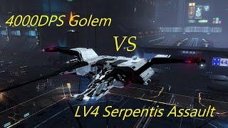 EVE Online 4K DPS Golem Mission Fit vs Lv4 Serpentis Assault