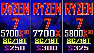 RYZEN 7 5700X3D vs RYZEN 7 7700X vs RYZEN 7 5800X3D  PC GAMES BENCHMARK TEST 