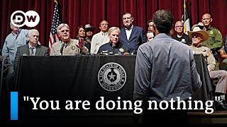 Beto ORourke confronts Texas Governor Abbott at Uvalde school shooting press conference