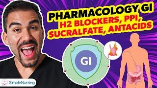 Pharmacology GI - H2 Blockers PPI Sucralfate Antacids nursing RN PN NCLEX