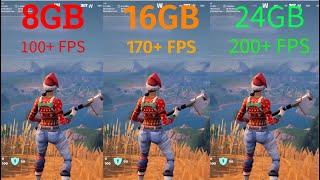 Fortnite chapter 5 8GB vs 16GB vs 24GB of ram  1080P RX 6650 XT