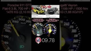 Porsche 911 991.2 GT2 RS 700 HP vs Bugatti Veyron 1199 HP #acceleration