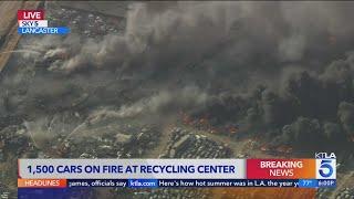 Hundreds of cars in Antelope Valley junkyard erupt into flames