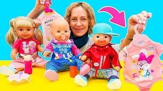 Puppen Video für Kinder mit Nicole  Baby Puppen. Wir gehen für Baby Born einkaufen.