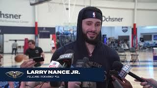 Larry Nance Jr. talks Zion Williamson injury game vs Sacramento Kings  Pelicans Practice 41824