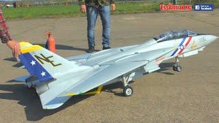 GIANT SCALE RC TWIN TURBINE JET ENGINE F-14 TOMCAT IN-FLIGHT WING SWEEP