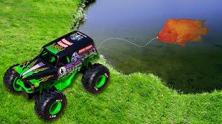 MONSTER TRUCK CATCHES COLORFUL FISH