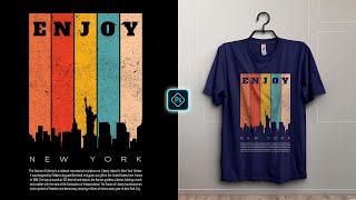 Vintage New York City T-Shirt Design for Redbubble in Photoshop Tutorial