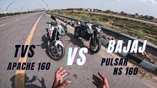 2023 Bajaj Pulsar Ns160 Vs Tvs Apache Rtr 160 2v Long Race  Ye umeed Nhi Thi Bajaj SE