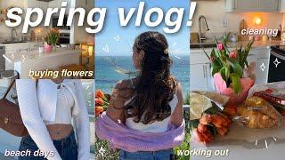 SPRING VLOG  beach days cleaning working out buying flowers new makeup etc