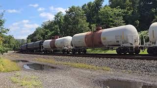 Eastbound coal and westbound manifest trains meet at Lewistown PA 09062024