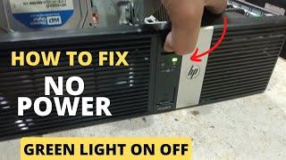 HP RP5800  Hp Computer Wont Power On Puch power button flashing green light back off  Solution
