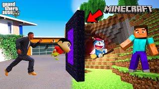Shinchan and Franklin Make Nether Portal to Enter Minecraft World in GTA 5
