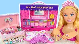 Barbie Rapunzel Große Kopfpuppe Deluxe Make-up Kosmetikset Spielzeug Zubehör Schmuck