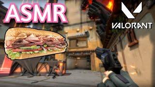 ASMR Gaming  VALORANT EATING SUBWAY MUKBANG  Whispering + Keyboard Sounds 