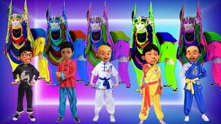 Wow Upin ipin dan teman teman bermain burok khas Cirebon odong-odong burok warna warnitirex